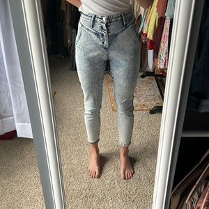 Skinny jeans—bleach washed denim